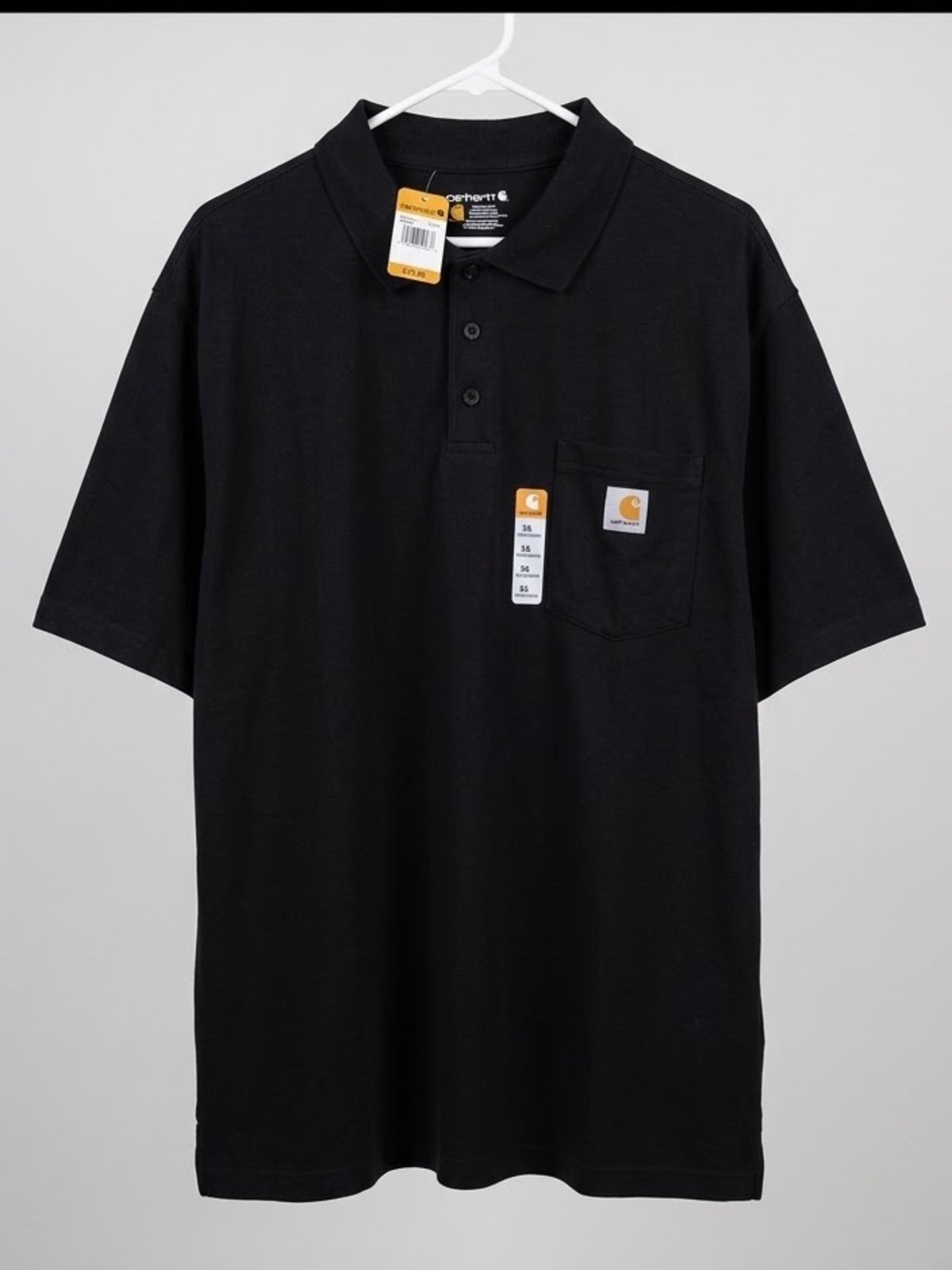 Carhartt Black Short-Sleeve Pocket Polo Shirt